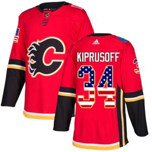 Kinder Calgary Flames Eishockey Trikot Miikka Kiprusoff #34 Authentic Rot USA Flag Fashion